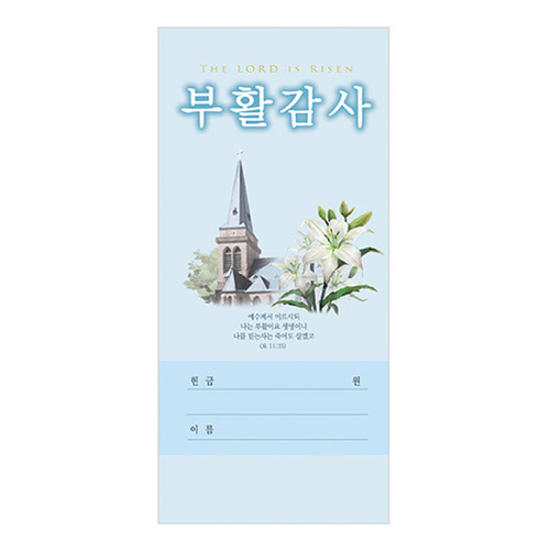 부활절 감사헌금봉투 그린 블루 진흥이엔티 (1속 100장) 사순절 고난주간 십자가 
